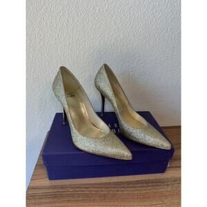 Stuart Weitzman Gold Glitter Stiletto Pumps – Size 7